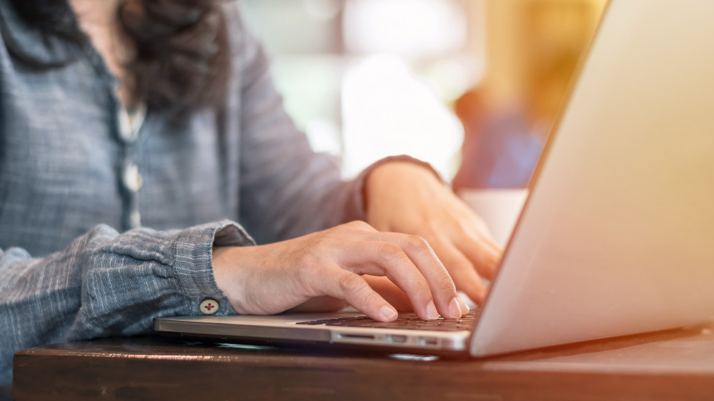 woman doing research