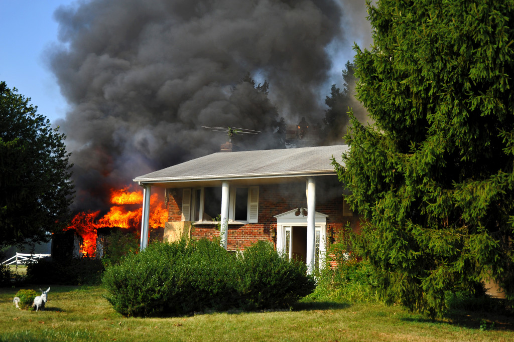 A beautiful home caught fire