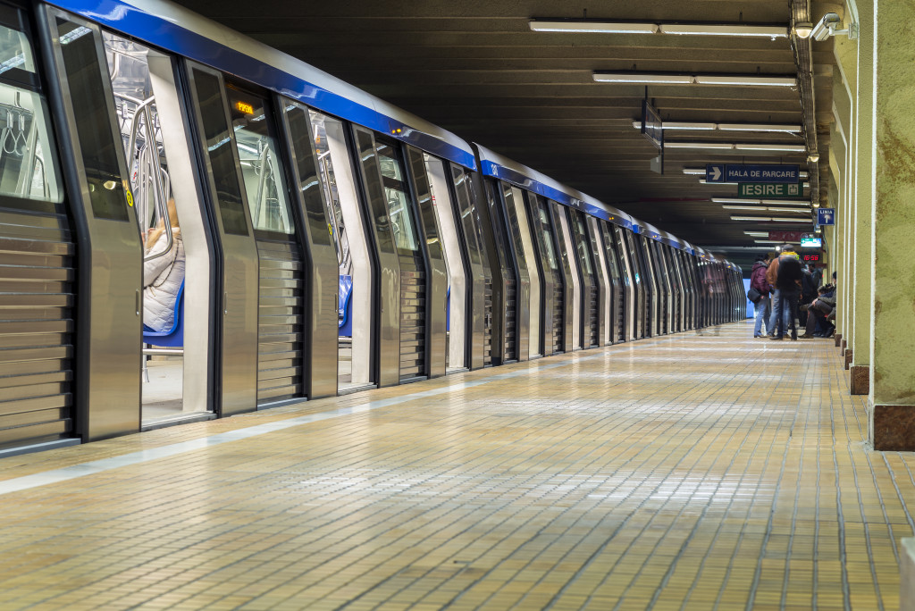 People waiting in a spacious subway