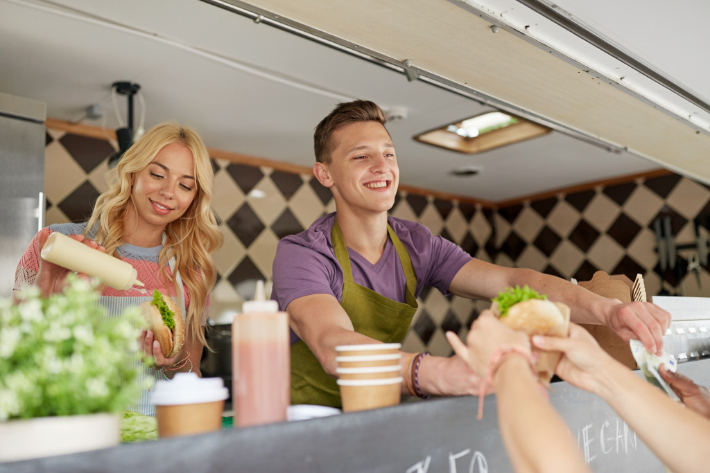 food truck restaurant crew serving customers