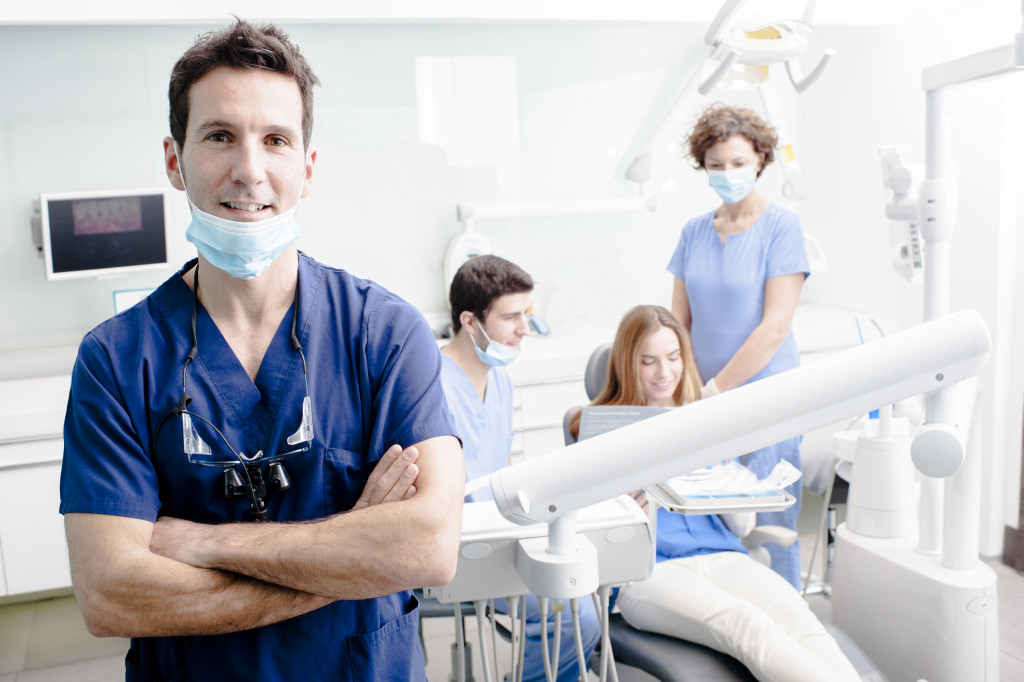 Dentist and staff for regular check-up