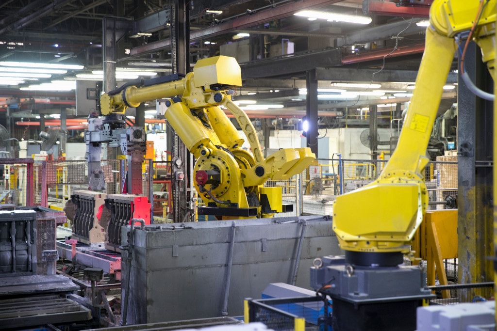 robots in a manufacturing facility