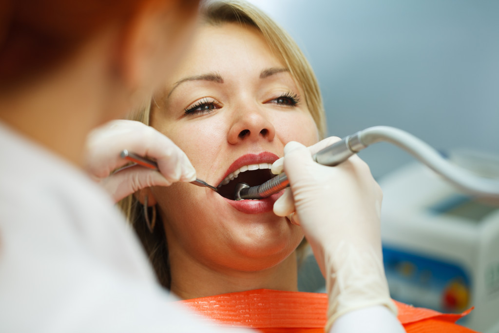 woman having her dental check up