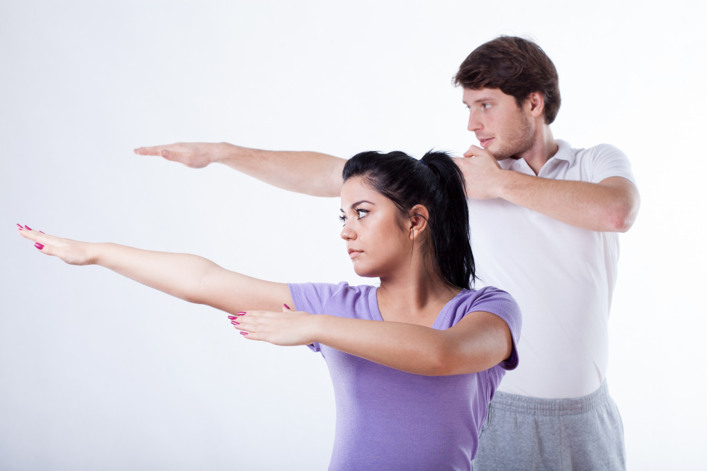 A couple doing tai-chi